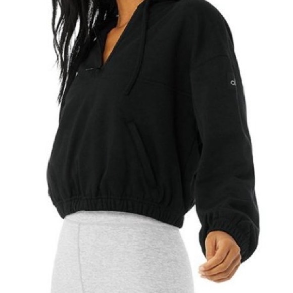 ALO Yoga Tops - alo yoga stadium half zip hoodie black elastic small